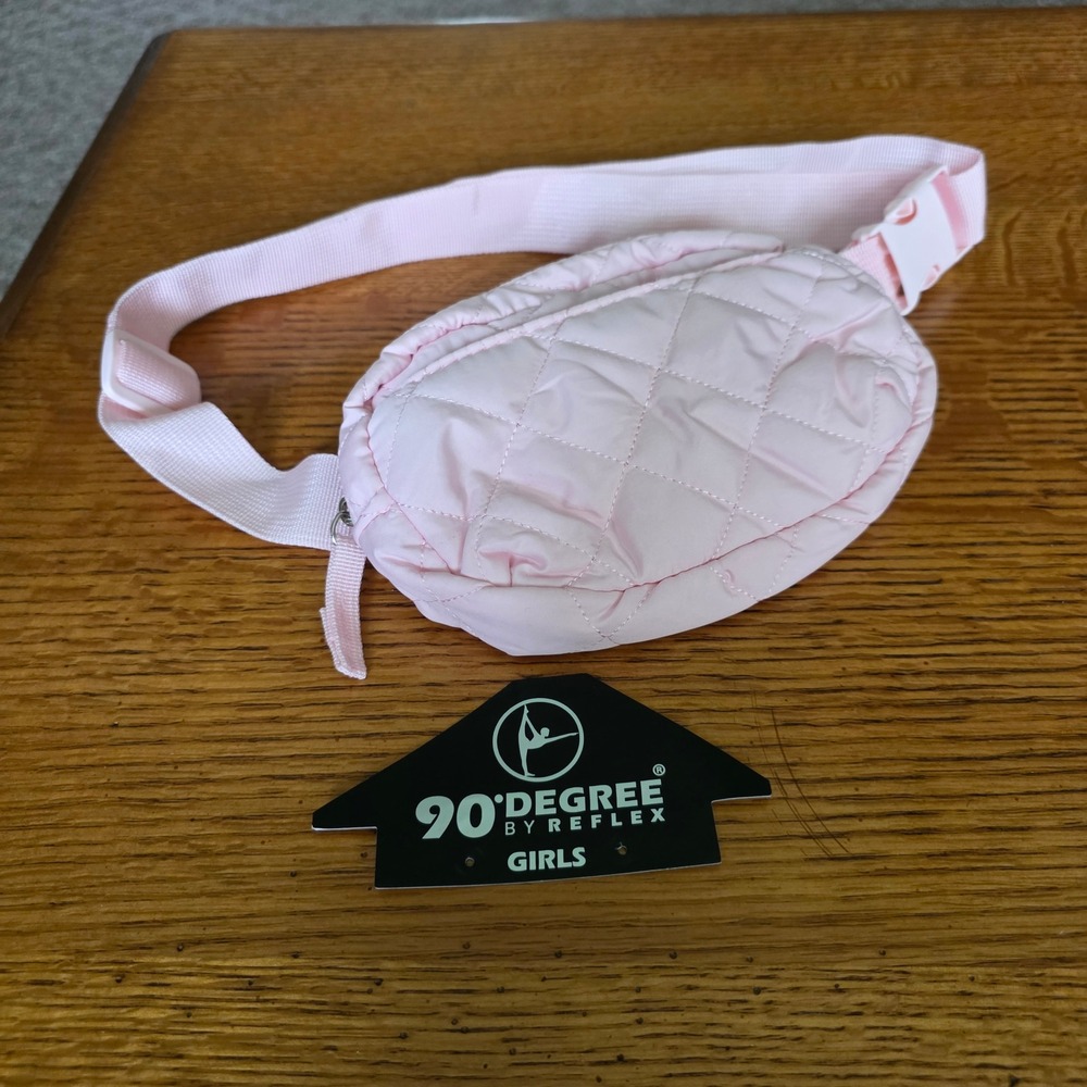 90 Degree by Reflex Girls Pink Quilted Puffer Belt Bag Waist Pack OS Bum Bag